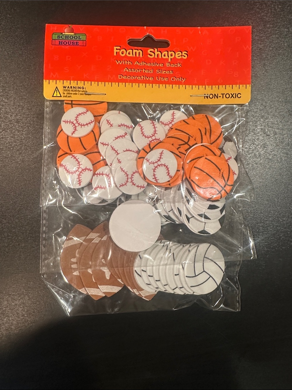 Schoolhouse Foam Shapes - baseball, basketball, soccer, football & volleyball